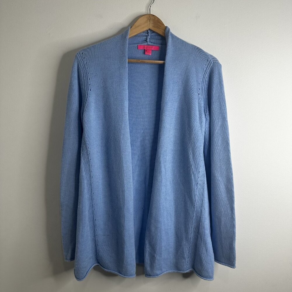 Lilly Pulitzer Cardigan Sweater Womens Small Blue‎ Cashmere Blend Open Preppy